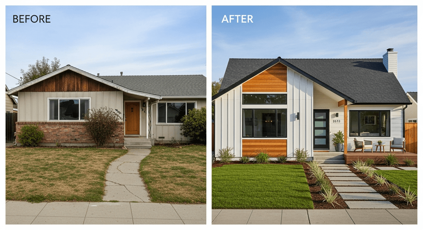 Ranch House Exterior Makeover: AI Design Ideas