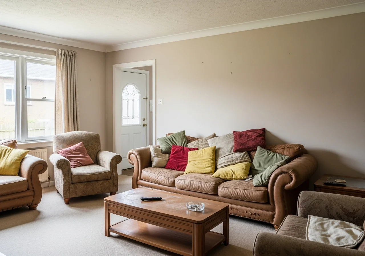 Living room with mismatched colors — no coordinated color palette