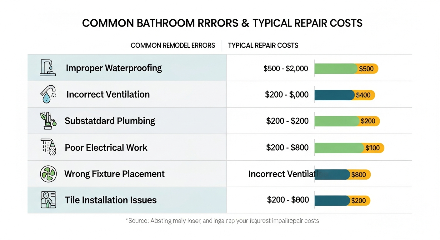 Comparison table showing common remodel errors and their typical repair costs