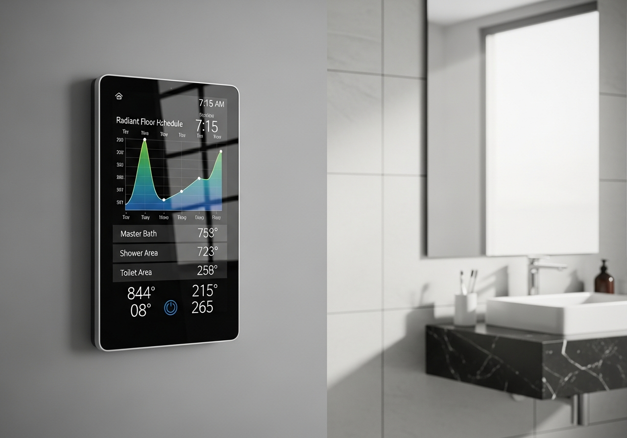Programmable smart thermostat for radiant floor heating with temperature schedule