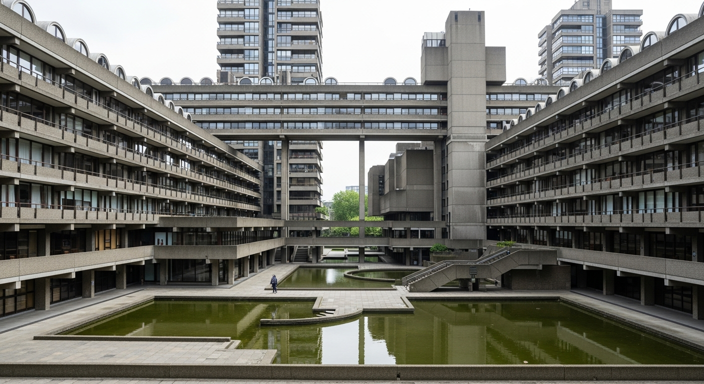 Barbican Centre exterior showing residential towers and cultural complex
