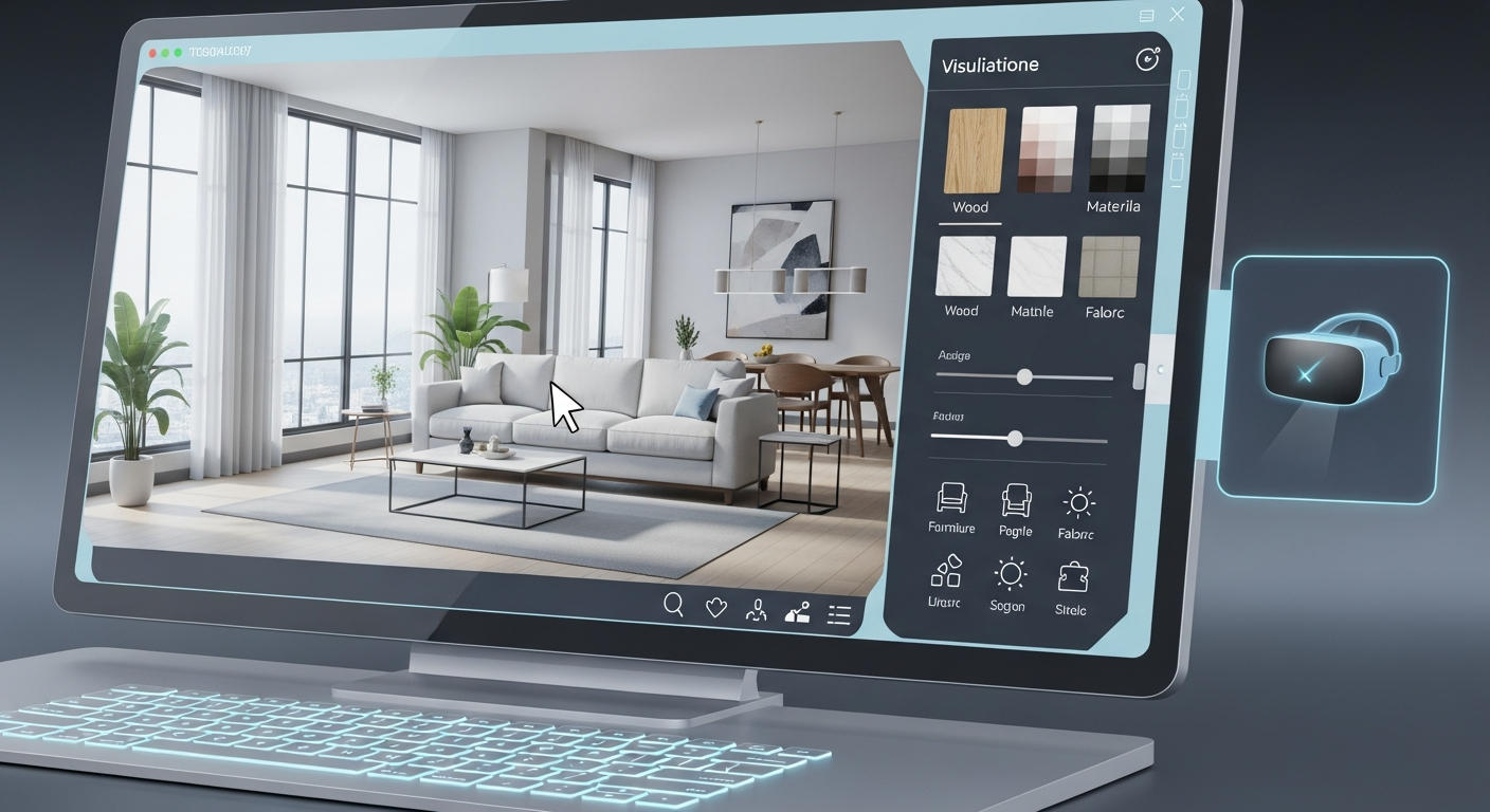 AI-powered room visualization showing before and after transformation