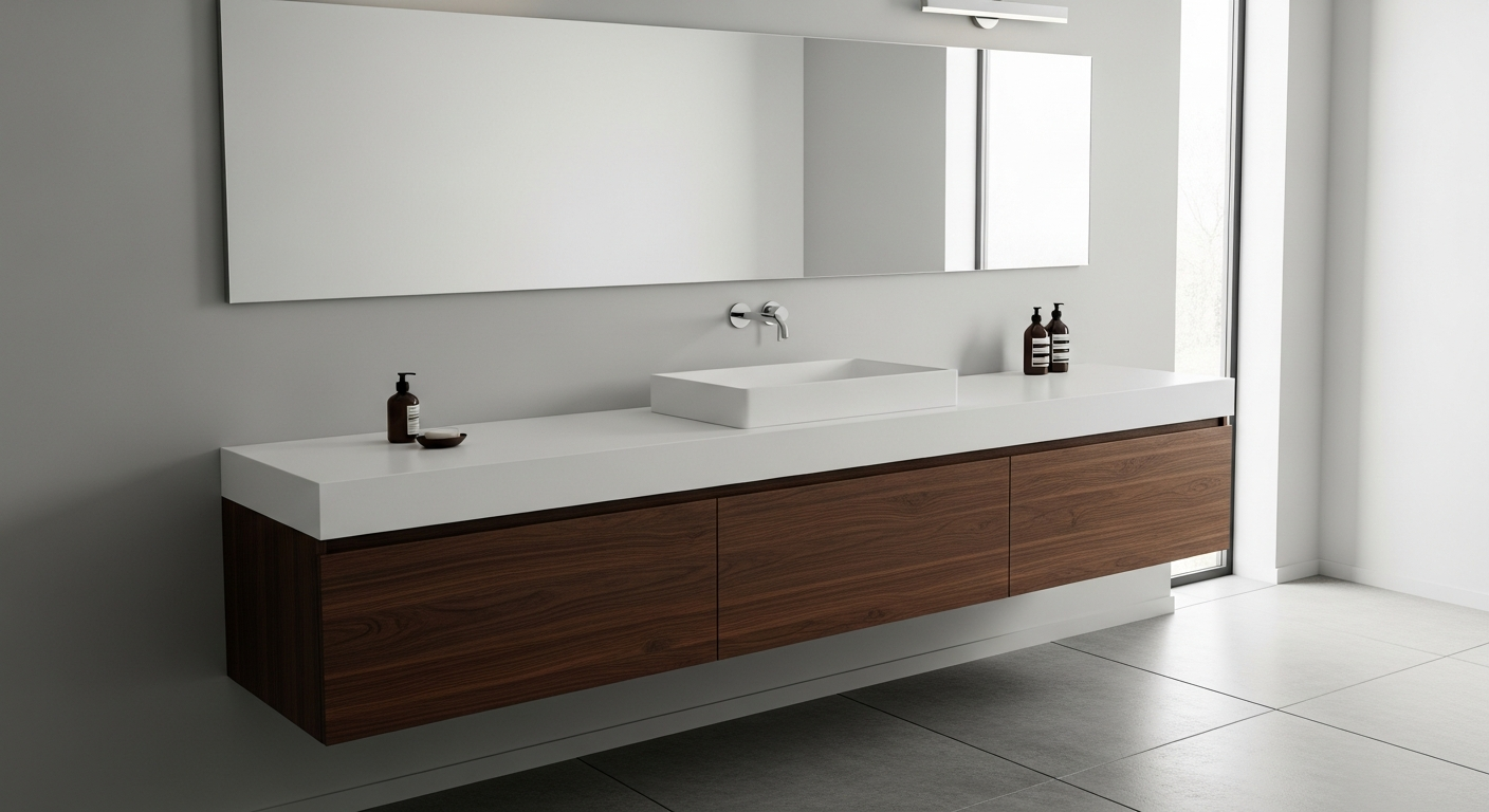 Modern floating bathroom vanity with clean lines