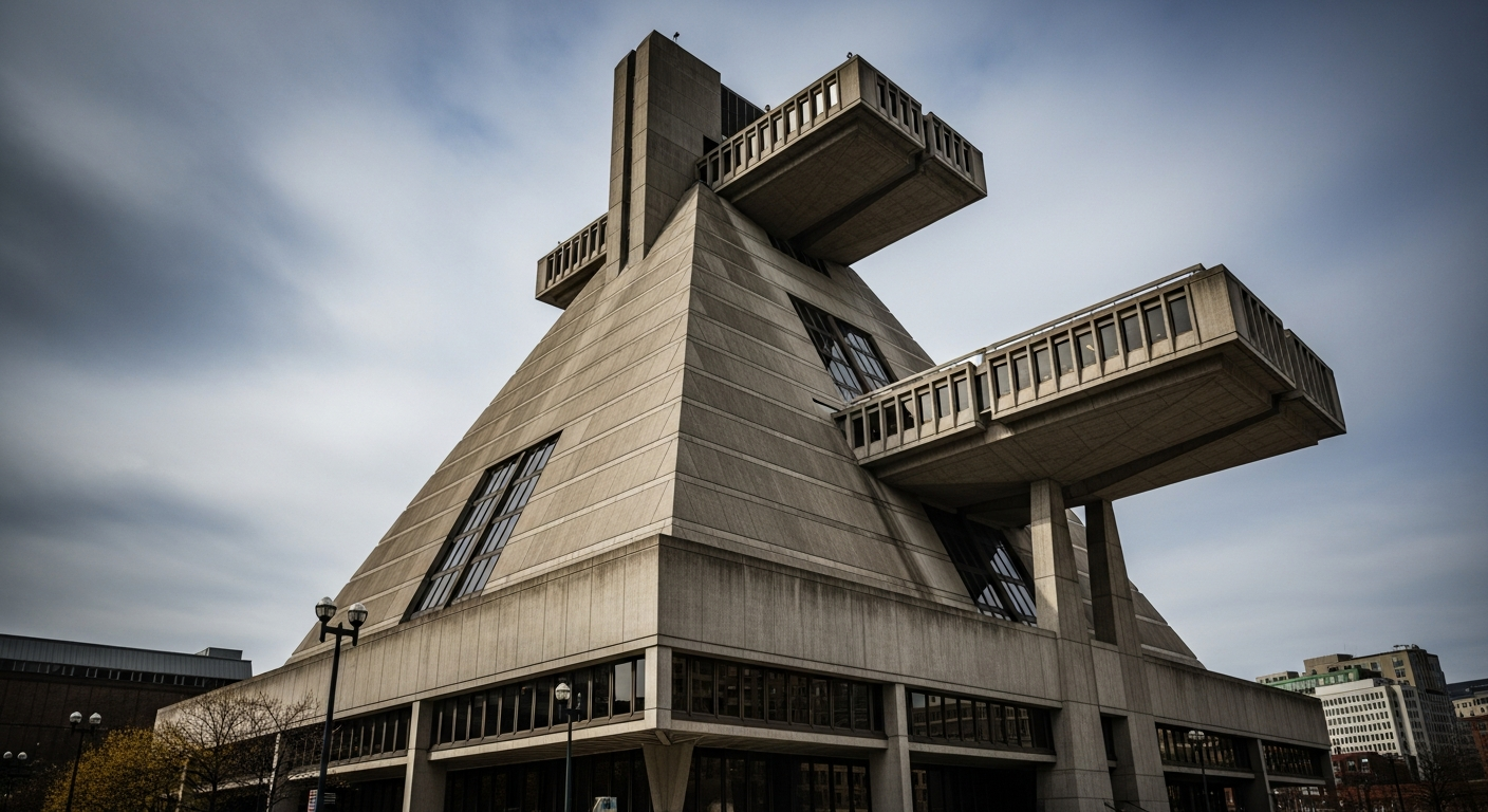 Boston City Hall featuring dramatic cantilevers and bold concrete forms