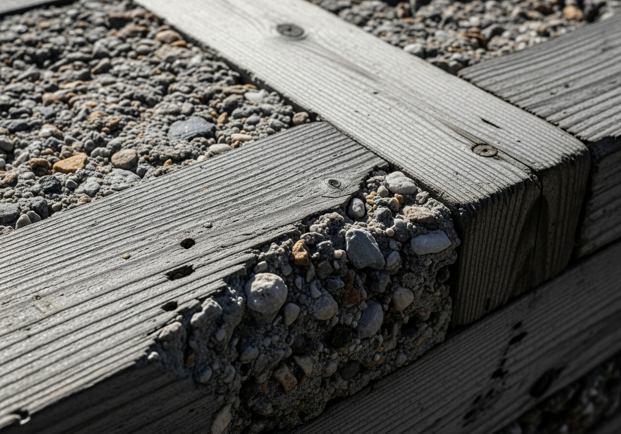 Close-up of brutalist concrete texture showing boardmarking and raw surface treatment
