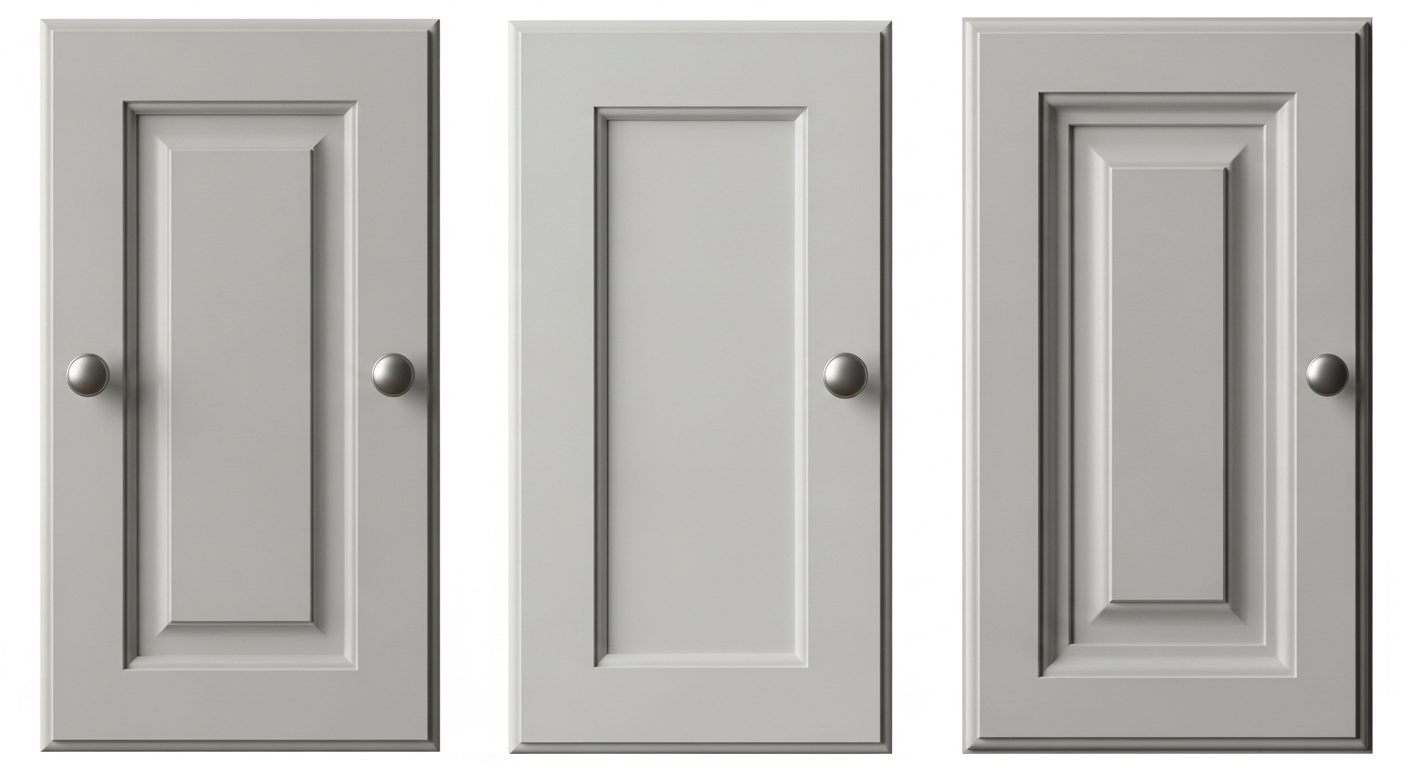 Comparison of cabinet door styles: shaker, flat-panel, raised-panel, beadboard