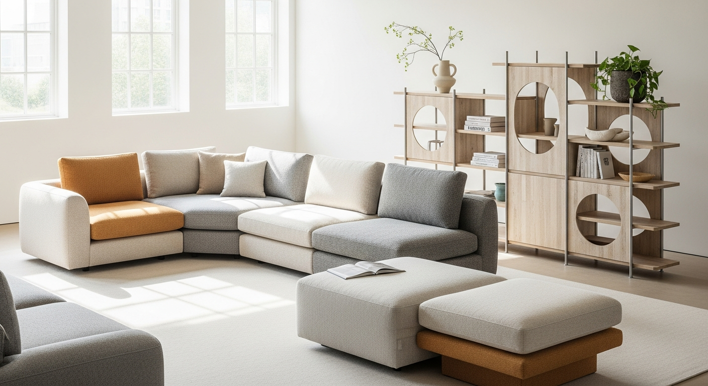 Modular furniture system showing sustainable circular design principles