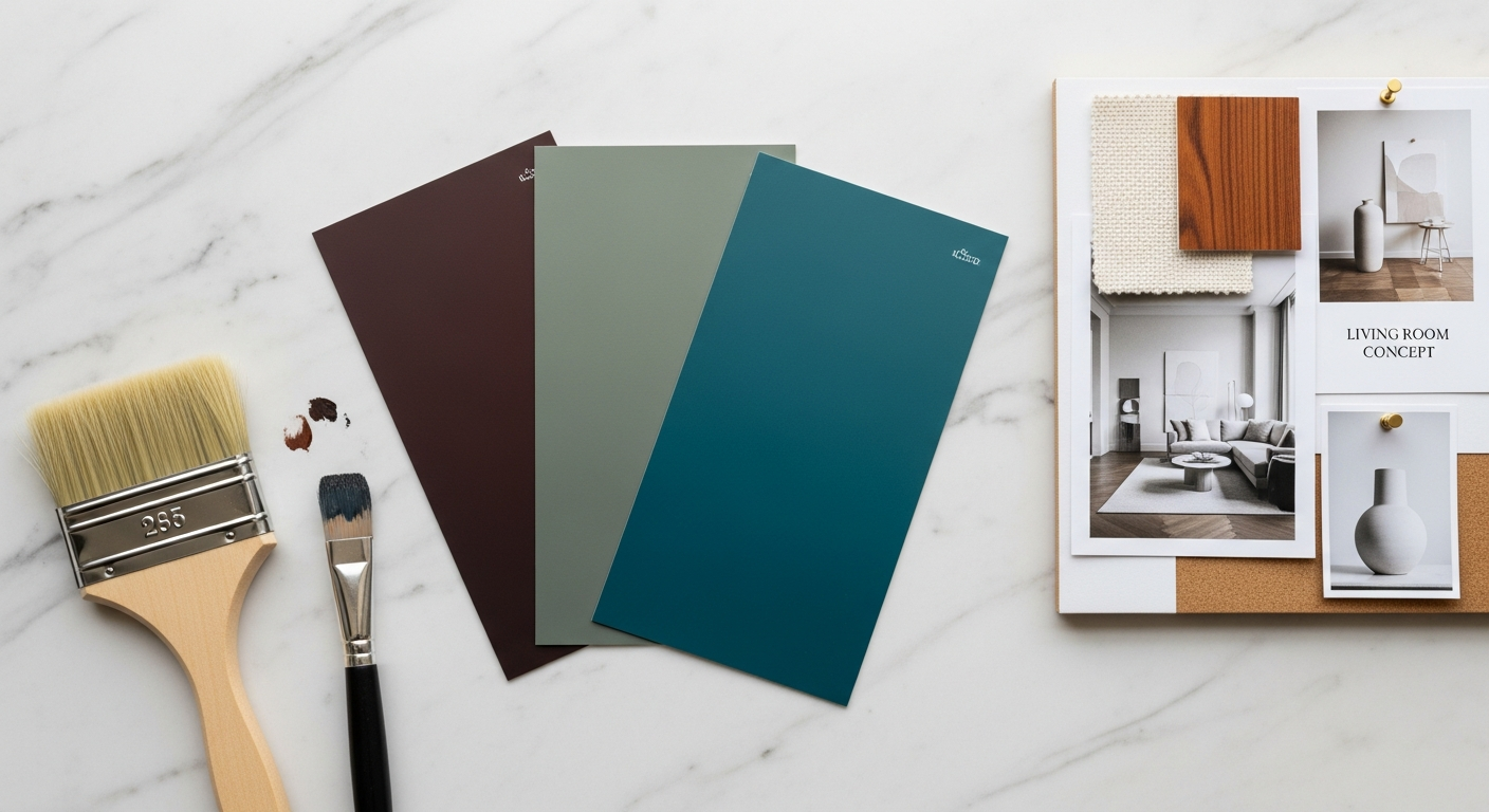 2026 colors of the year swatches showing burnt umber, sage green, and transformative teal