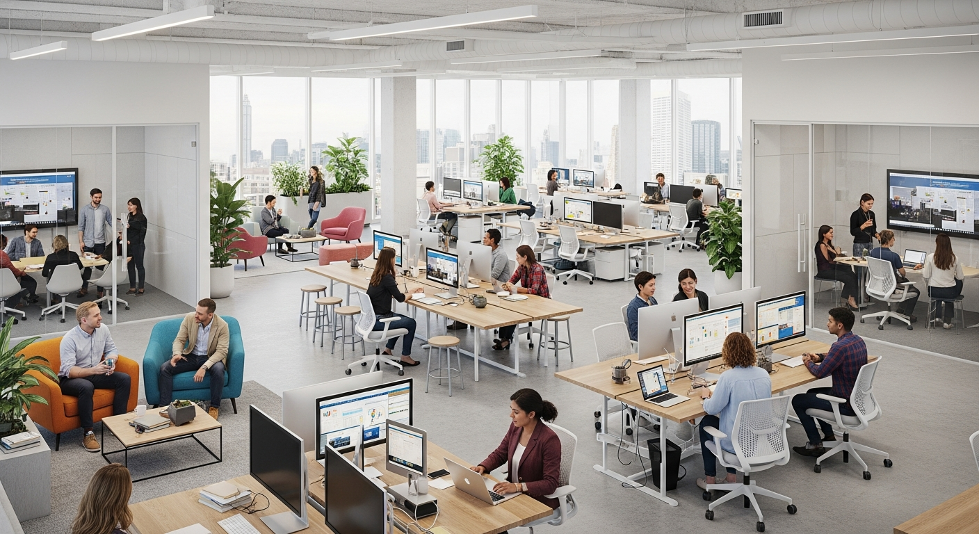 HanoDecor team collaborating in modern office space
