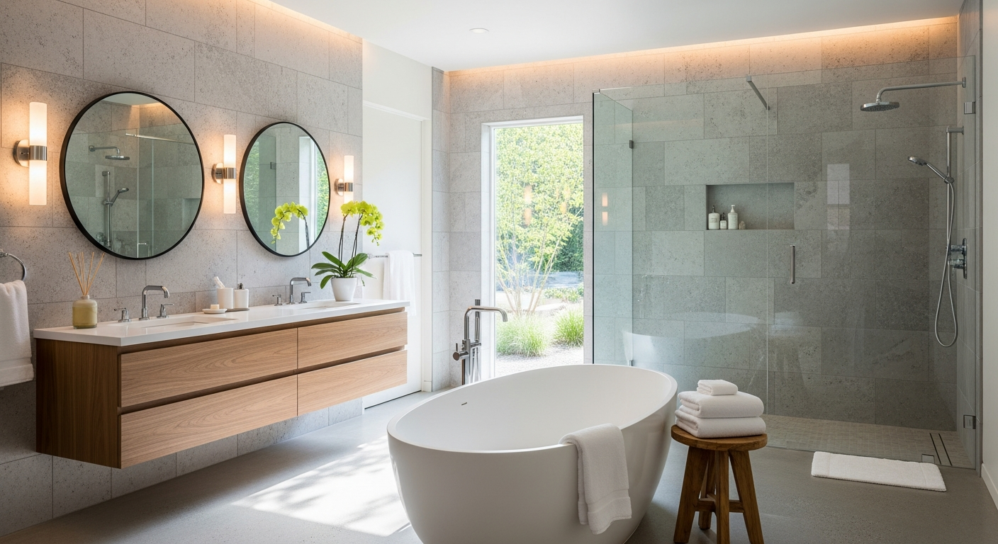 Luxurious freestanding tub as master bathroom focal point