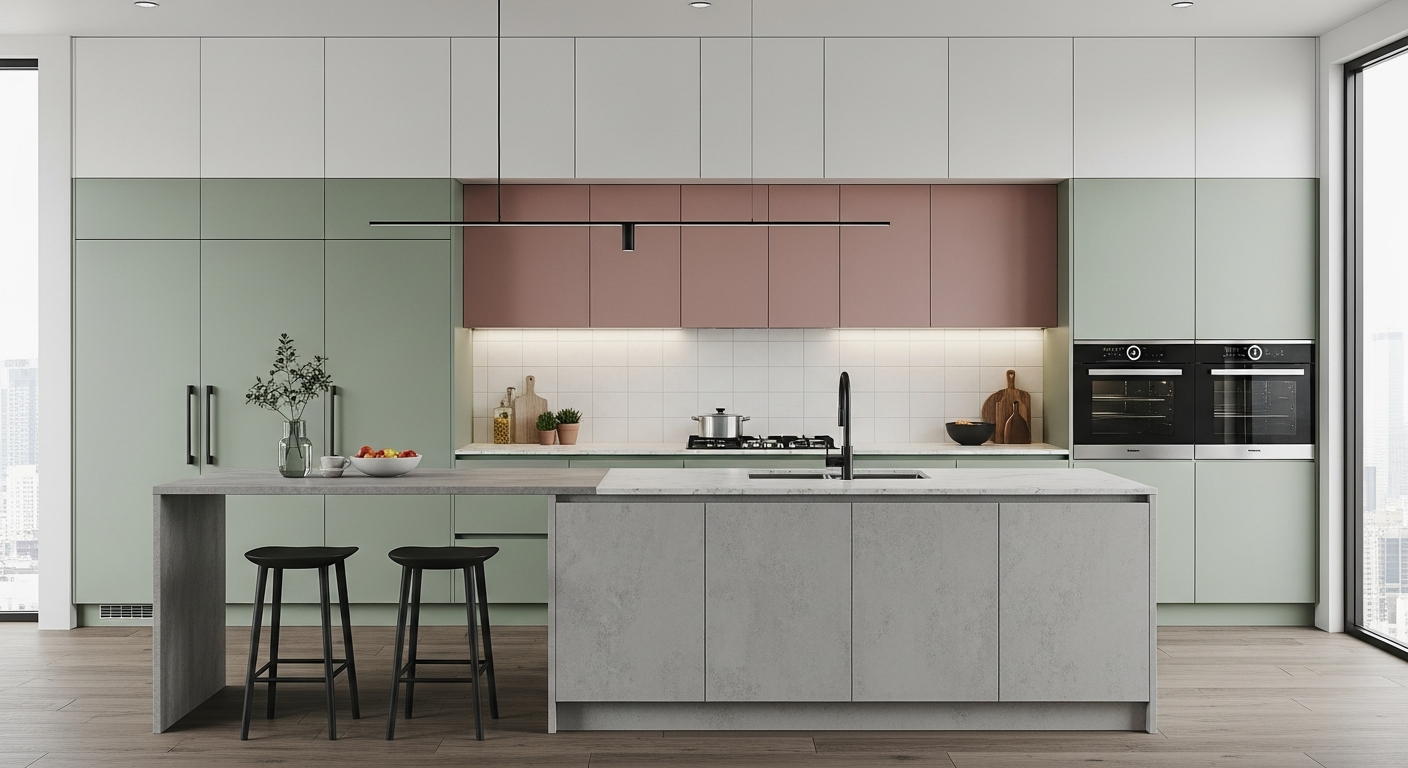 Modern kitchen showcasing 2026 color trends