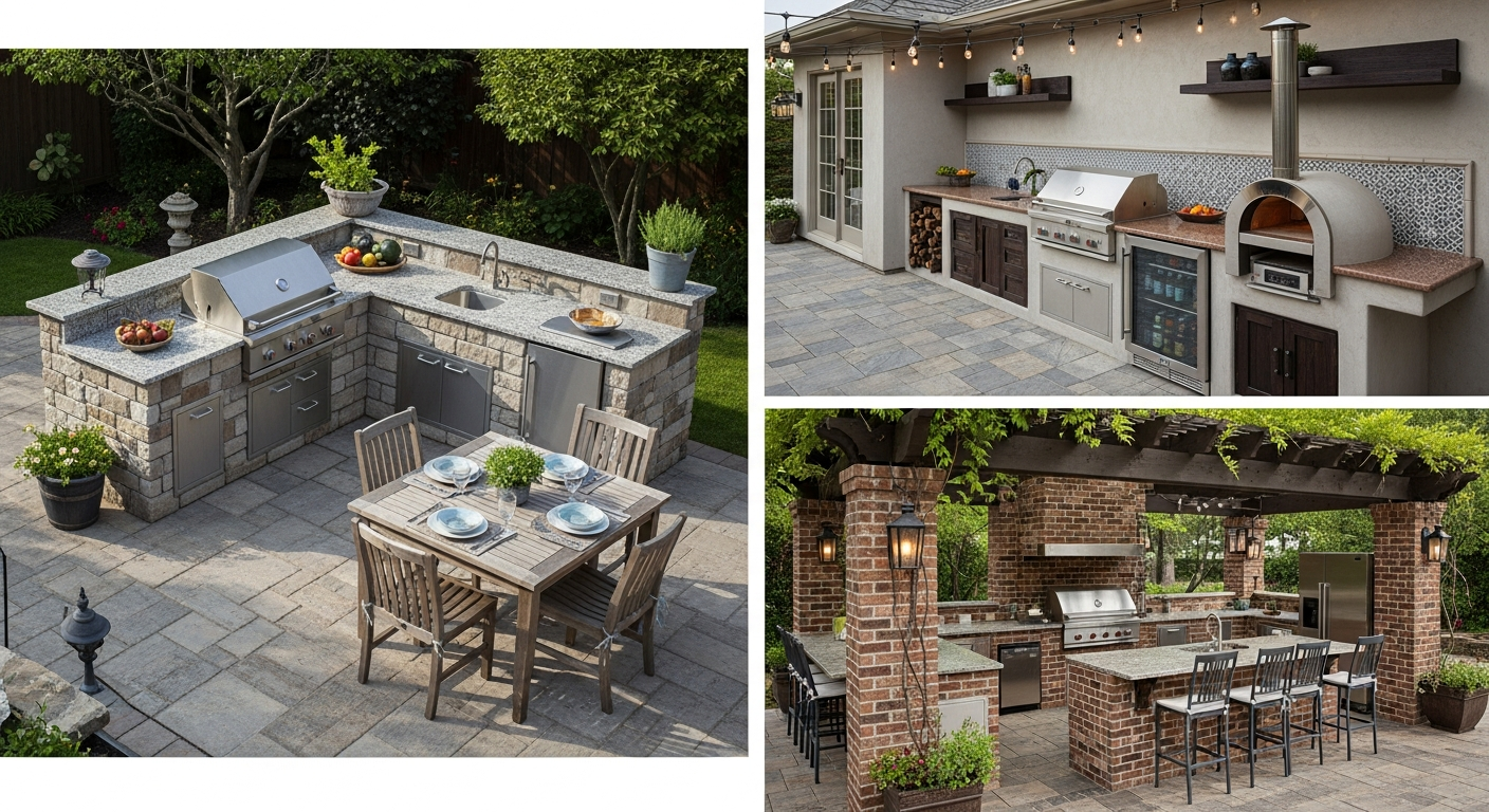 Different outdoor kitchen layout configurations