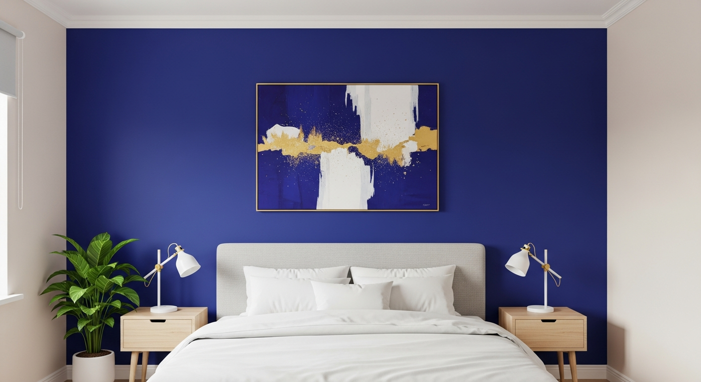 Dramatic painted accent wall in living room