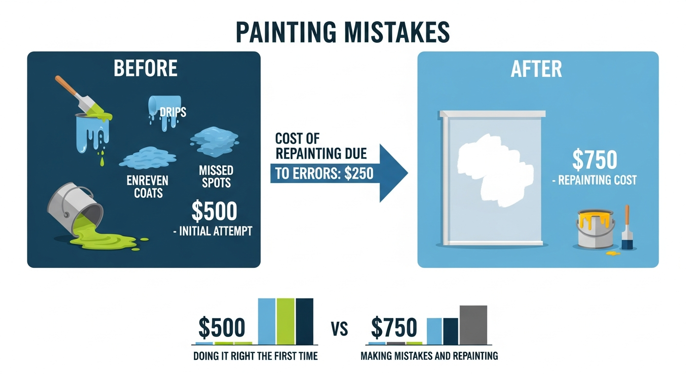 Bar chart showing the cost to fix each of the 12 common exterior painting mistakes