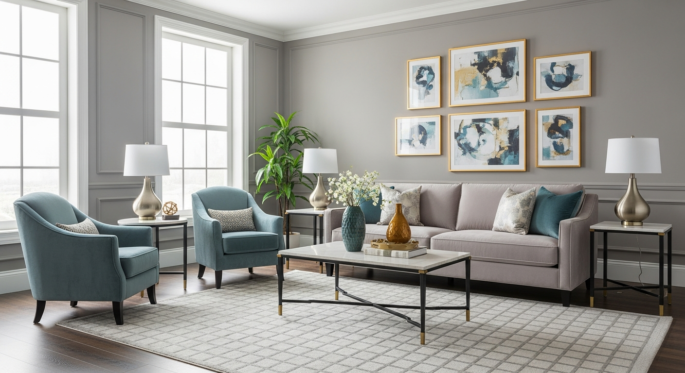 Interior design color palette generator showing room-by-room color schemes