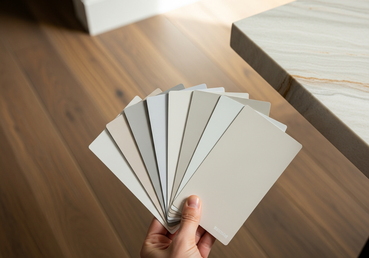 Kitchen countertop veining used as source for whole-room color palette