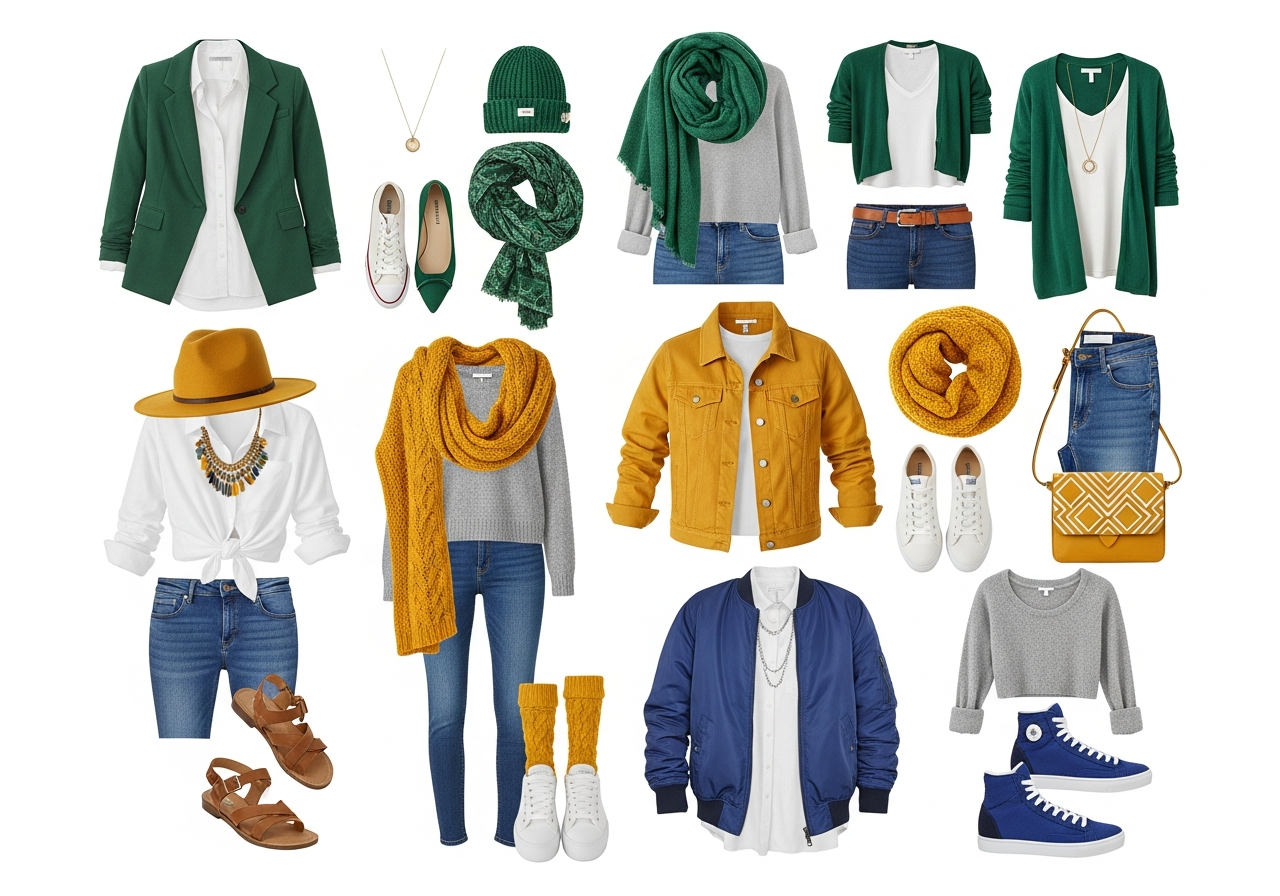 Seasonal wardrobe color palettes for spring, summer, autumn, and winter