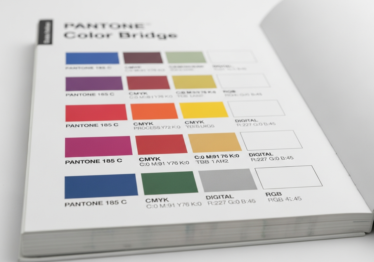 Pantone color swatch system showing coated, uncoated, and textile variations