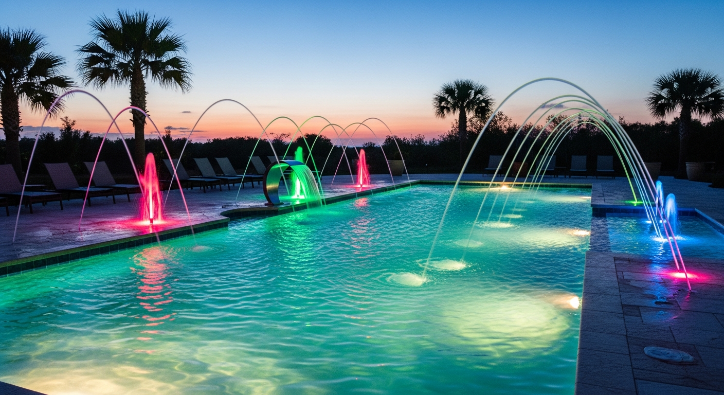 Pool lighting and water feature additions
