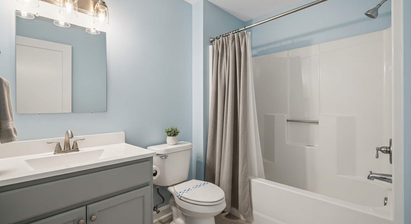 Bathroom budget update with refinished tub, painted vanity, and new fixtures