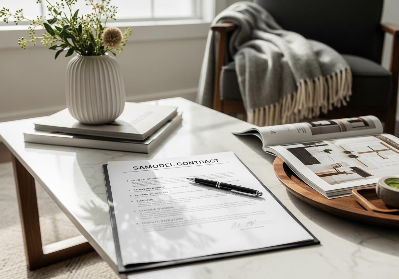 Sample remodel contract highlighting key clauses to review before signing