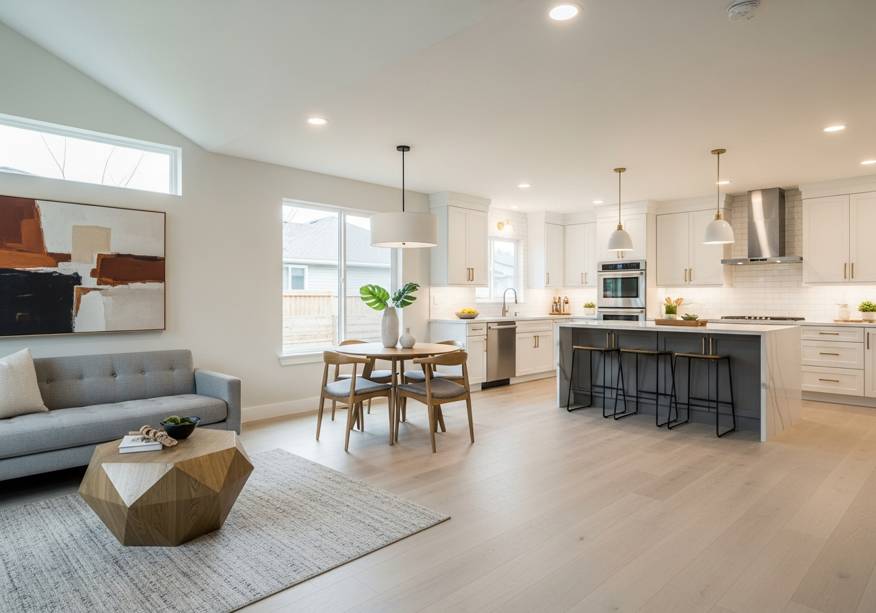 Completed whole-house remodel with modern finishes and open floor plan