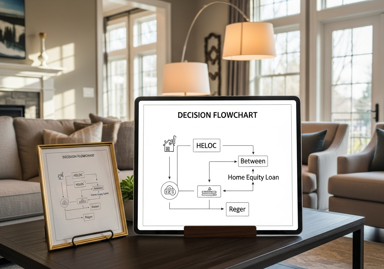 Decision flowchart for choosing between HELOC and home equity loan for remodel