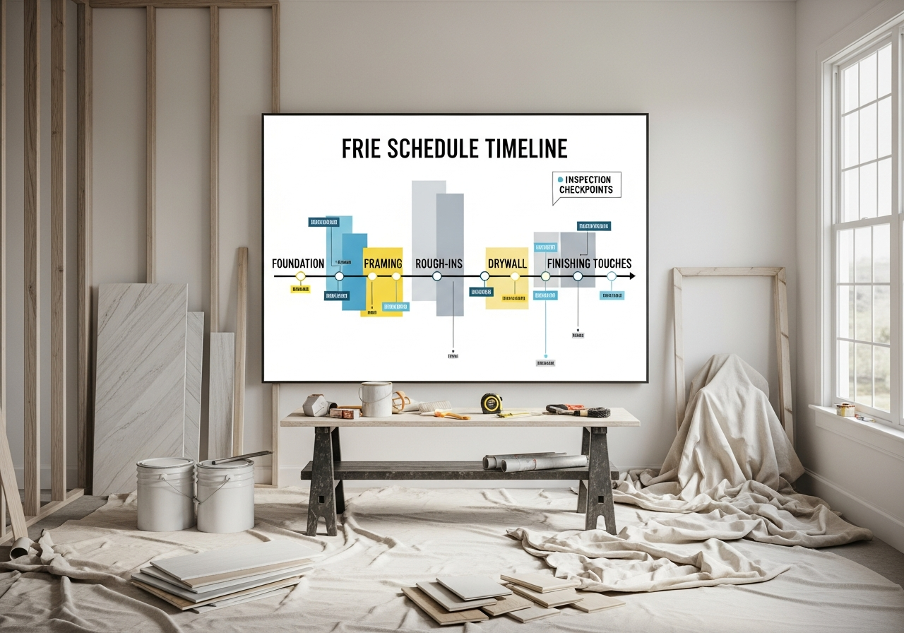 Draw schedule timeline showing milestone payments and inspection checkpoints