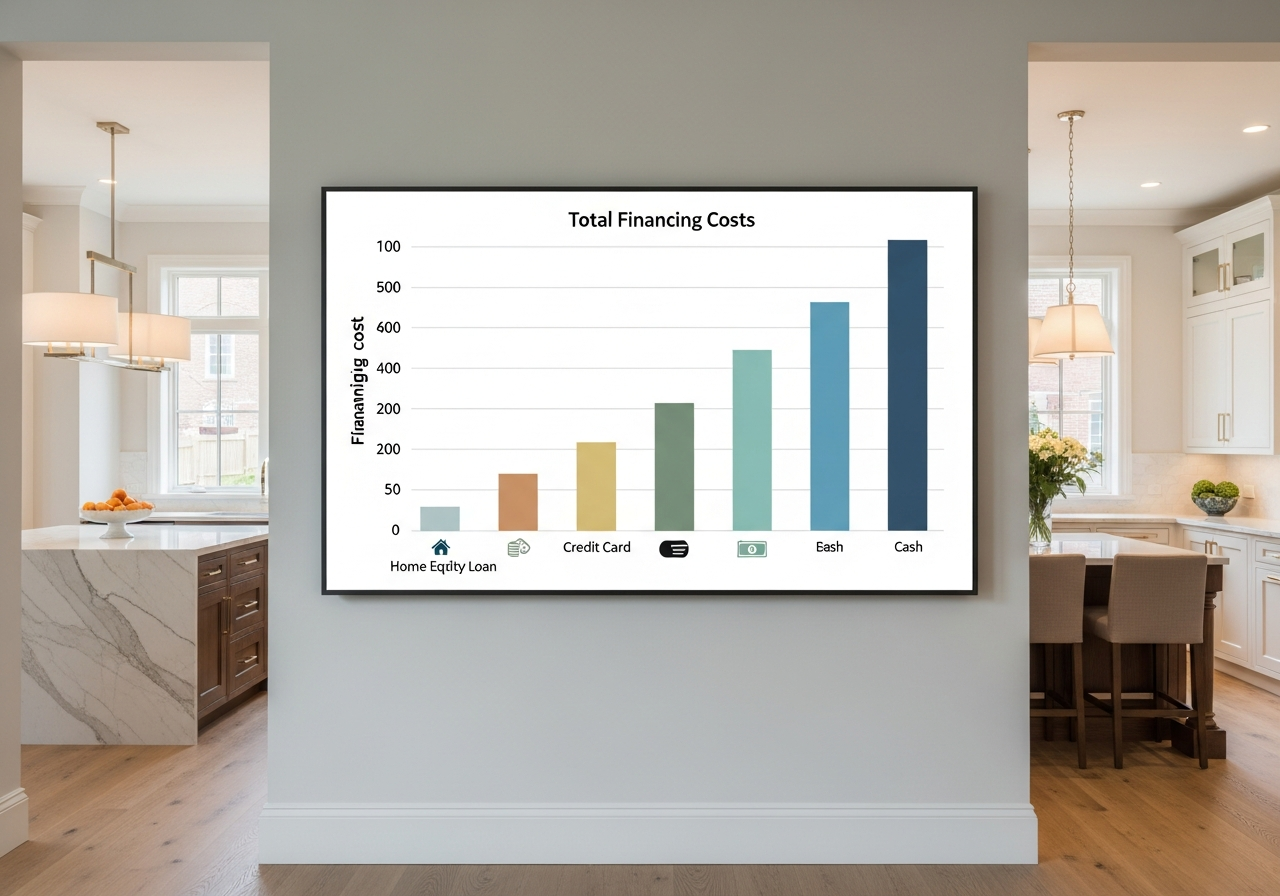 Bar chart comparing total financing costs across seven remodel payment methods