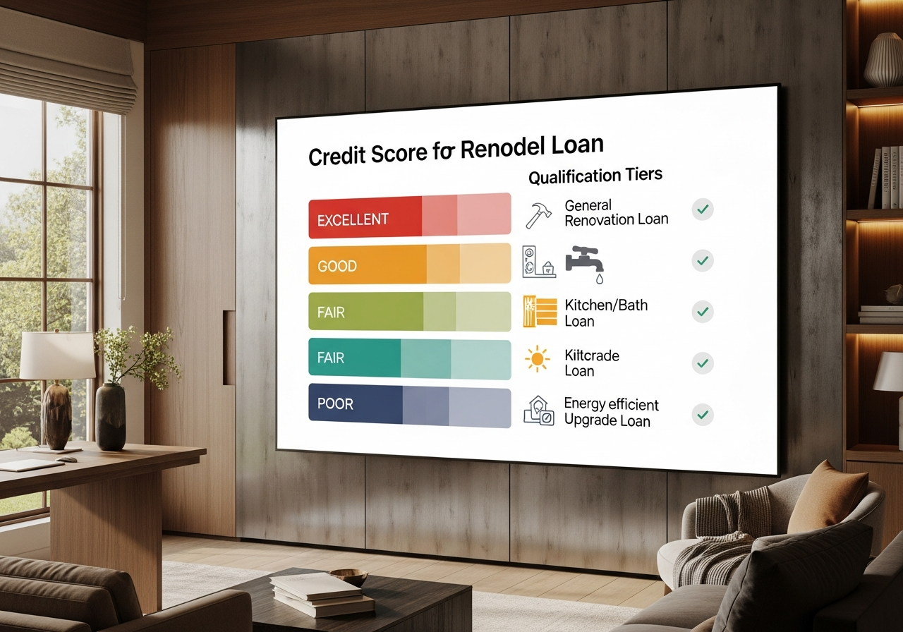 Credit score ranges showing qualification tiers for different remodel loan products