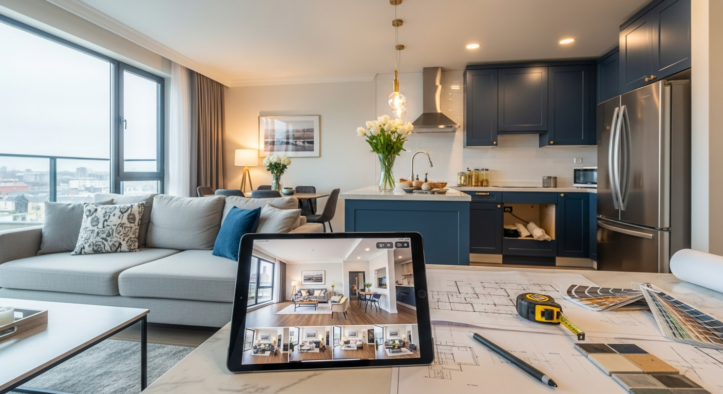 AI-generated visualization showing before and after of a home remodel project