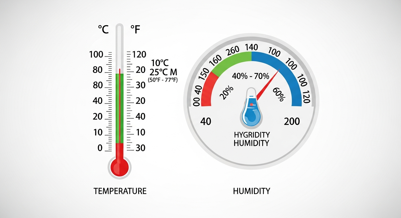 Infographic showing ideal and dangerous temperature and humidity ranges for exterior painting