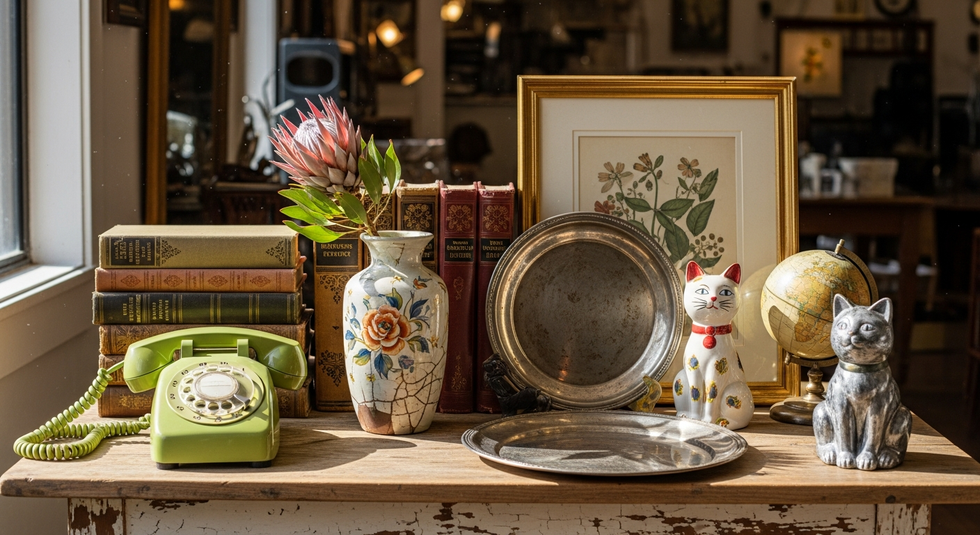 Thrift store furniture and decor finds styled beautifully