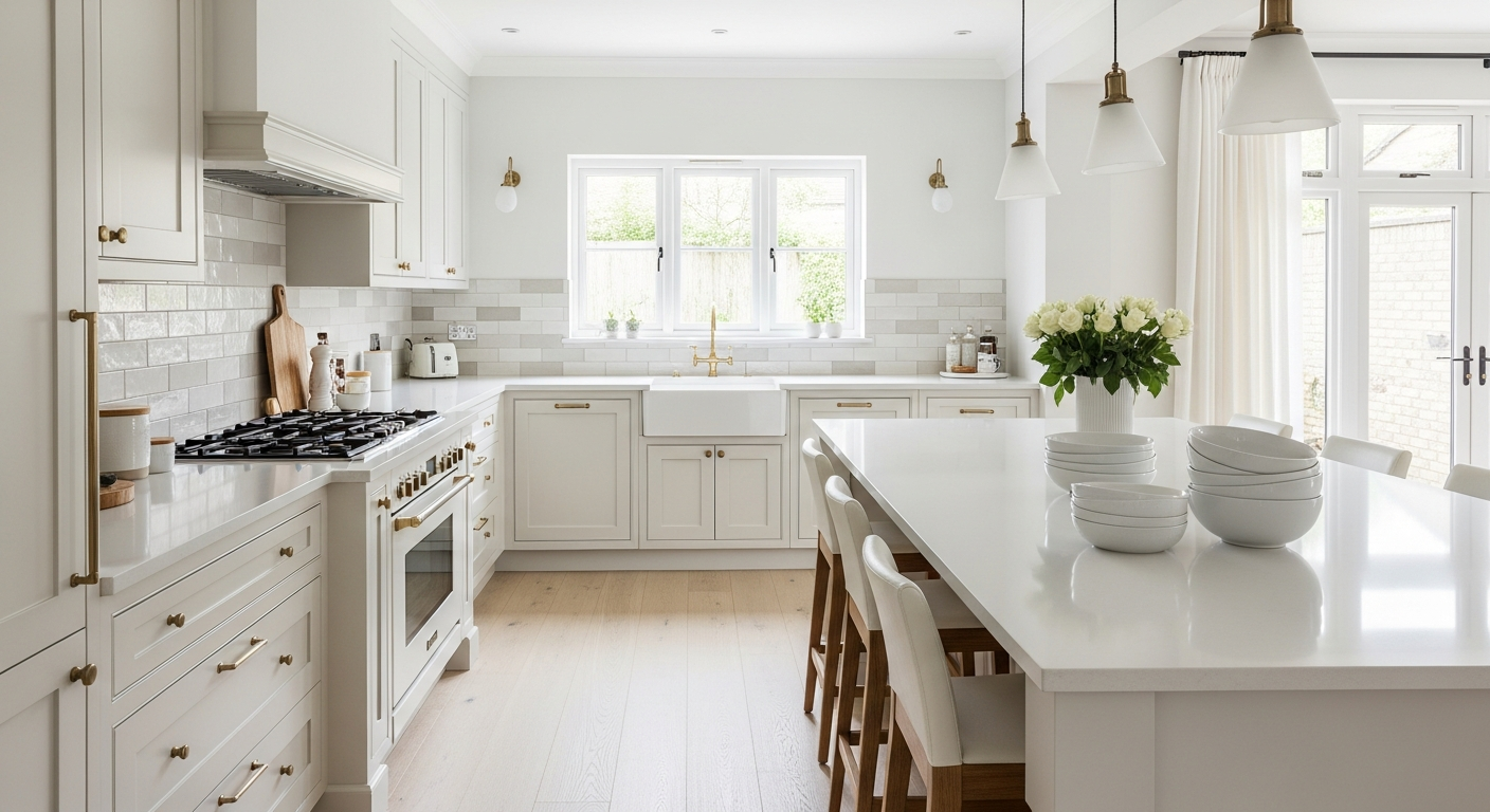 Comparison of warm white and cool white kitchen cabinets